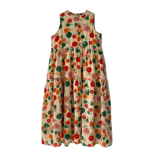 【原创设计】复述天丝苎麻印花无袖背心裙复古chic碎花连衣裙新款