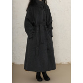 复述莱赛尔羊毛呢大衣外套女秋冬高级感2024新款 立领气质长款 风衣