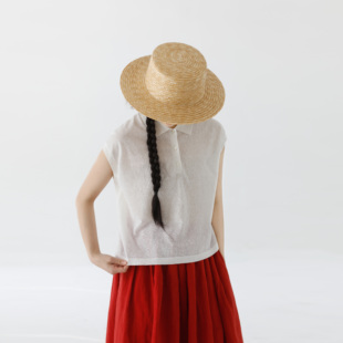 复述CHAO细亚麻棉混纺 T恤 霜感清透轻薄简约棉麻翻领白色短袖