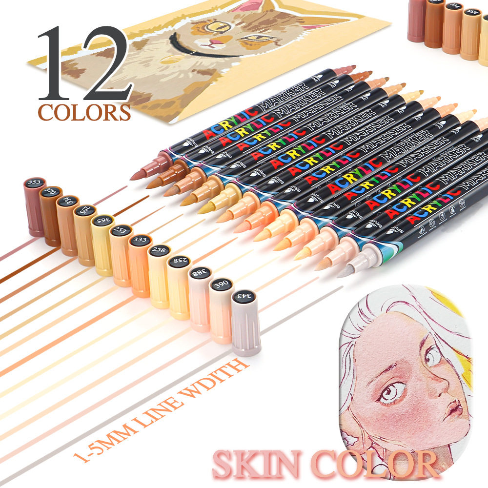 Double headed acrylic marker pen set graffiti color brush