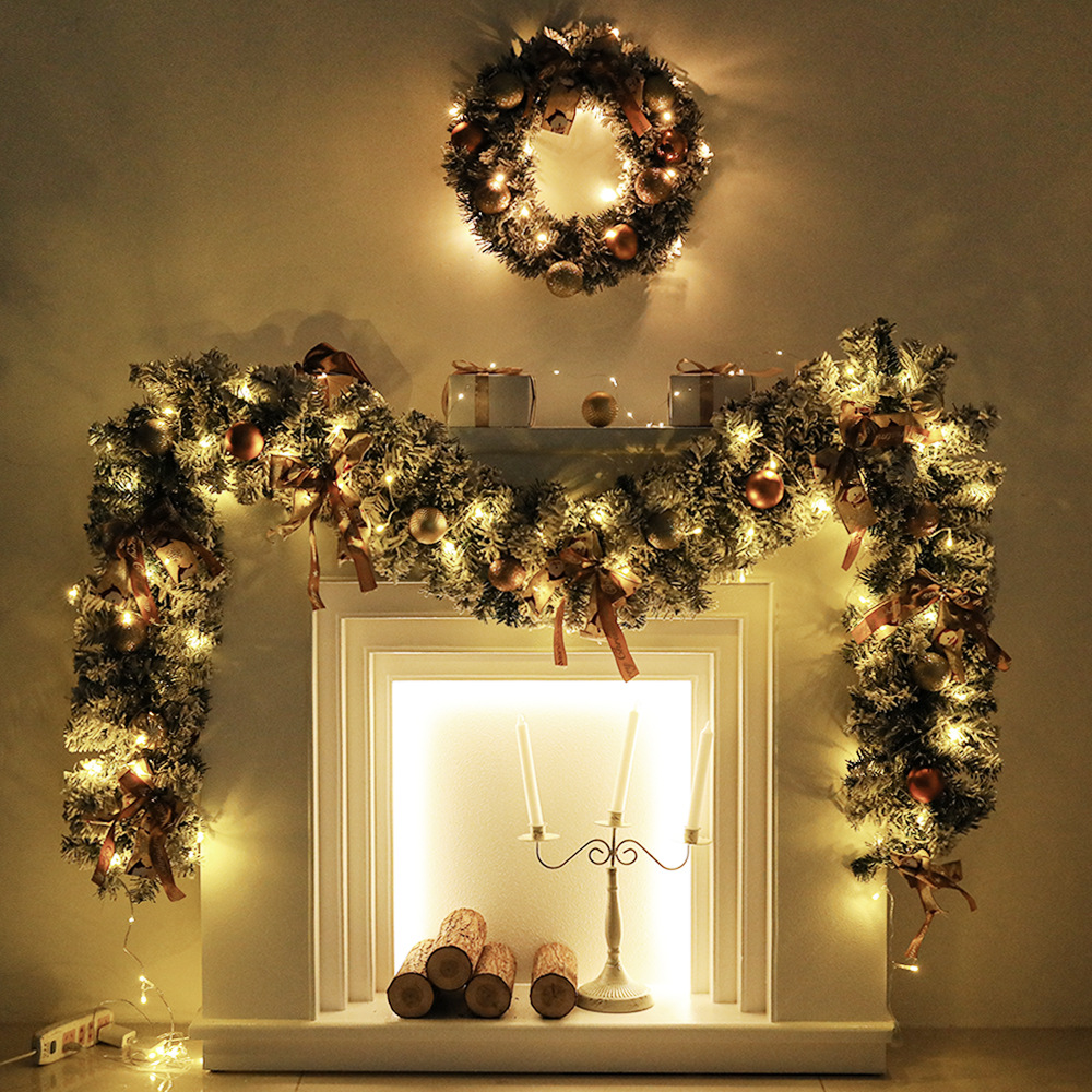 2025 Korean version of Christmas wreath, plush rattan wreath