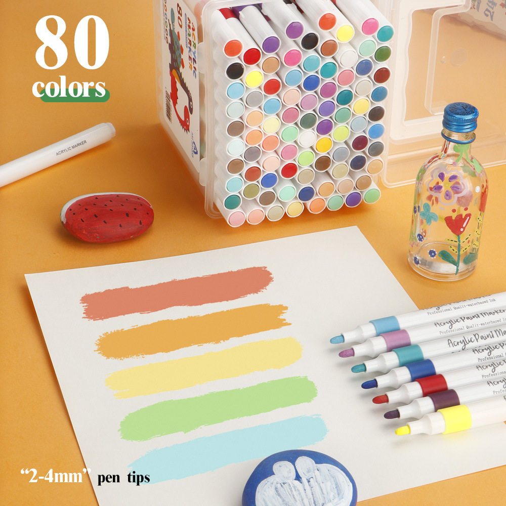 Acrylic marker pen 80 color set painting watercolor pen图片