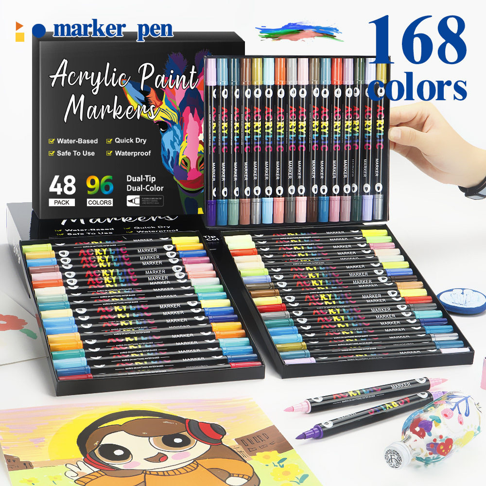 168 color double headed marker art DIY graffiti水彩笔标记笔