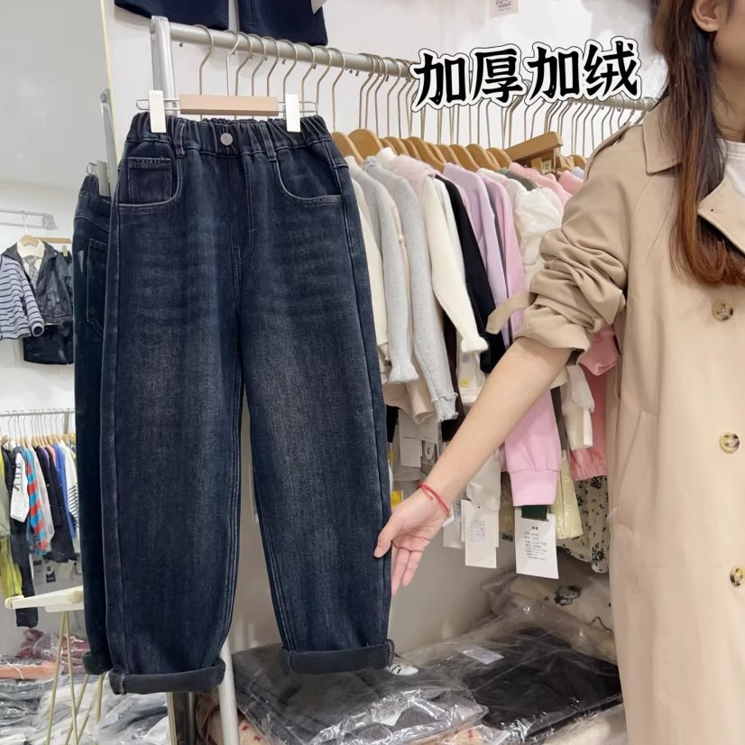 男童加绒牛仔裤冬季一体绒裤子潮