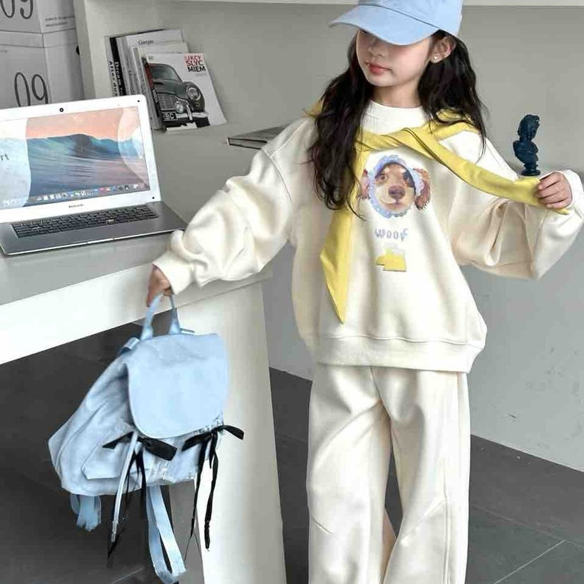女童套装春秋时髦卫衣卫裤两件套