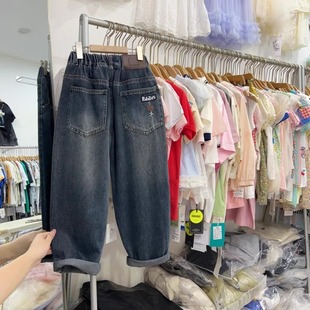 子宽松潮酷男孩休闲老爹裤 小首尔男大童牛仔裤 裤 青少年秋季 春秋款