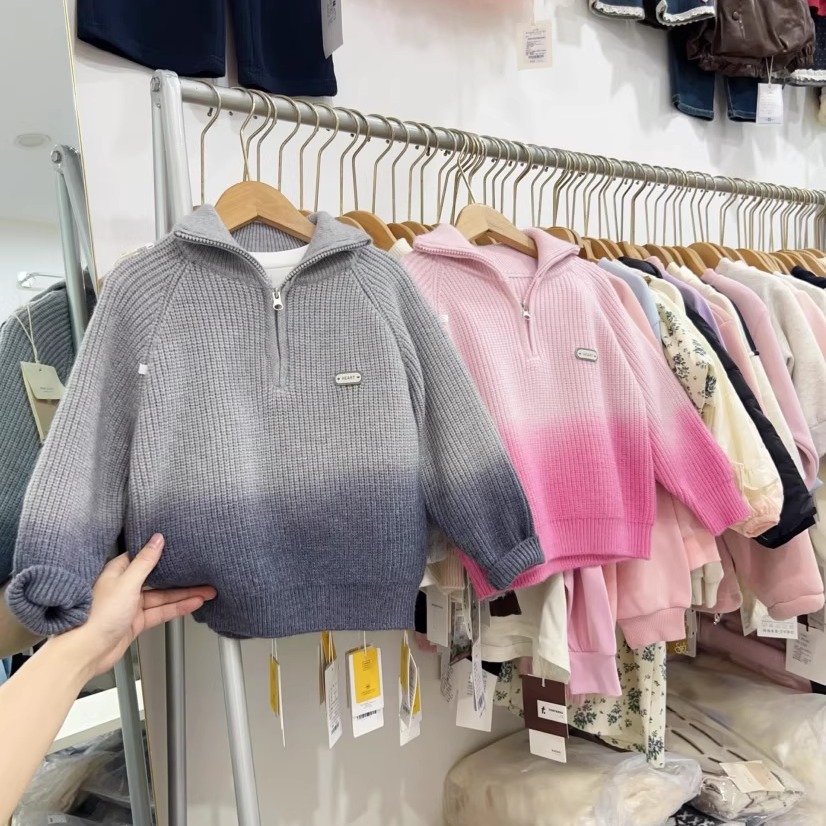 儿童渐变色毛衣冬季加厚针织衫潮