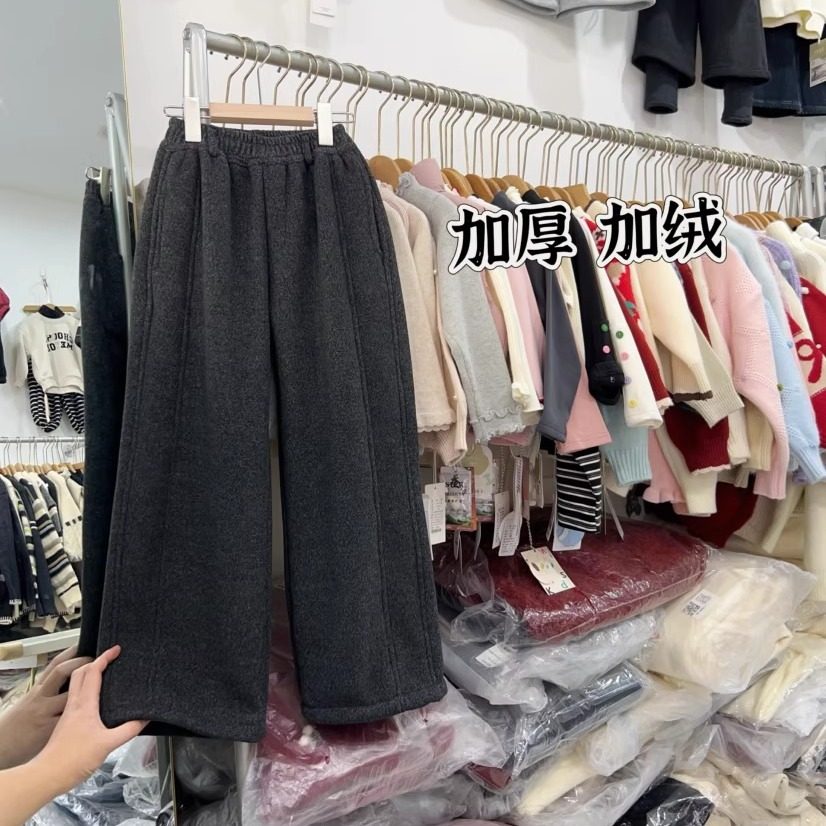 女大童加绒阔腿裤冬季软面料加厚抽绳脚口两穿洋气女孩休闲裤儿童,童装/婴儿装/亲子装,裤子,淘宝优惠券,粉丝福利购,淘宝优惠卷