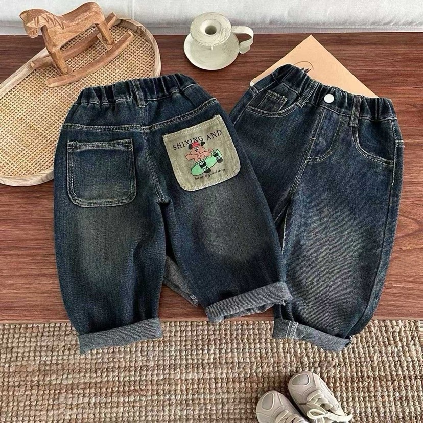 煜迷果儿童牛仔裤春秋款休闲裤子