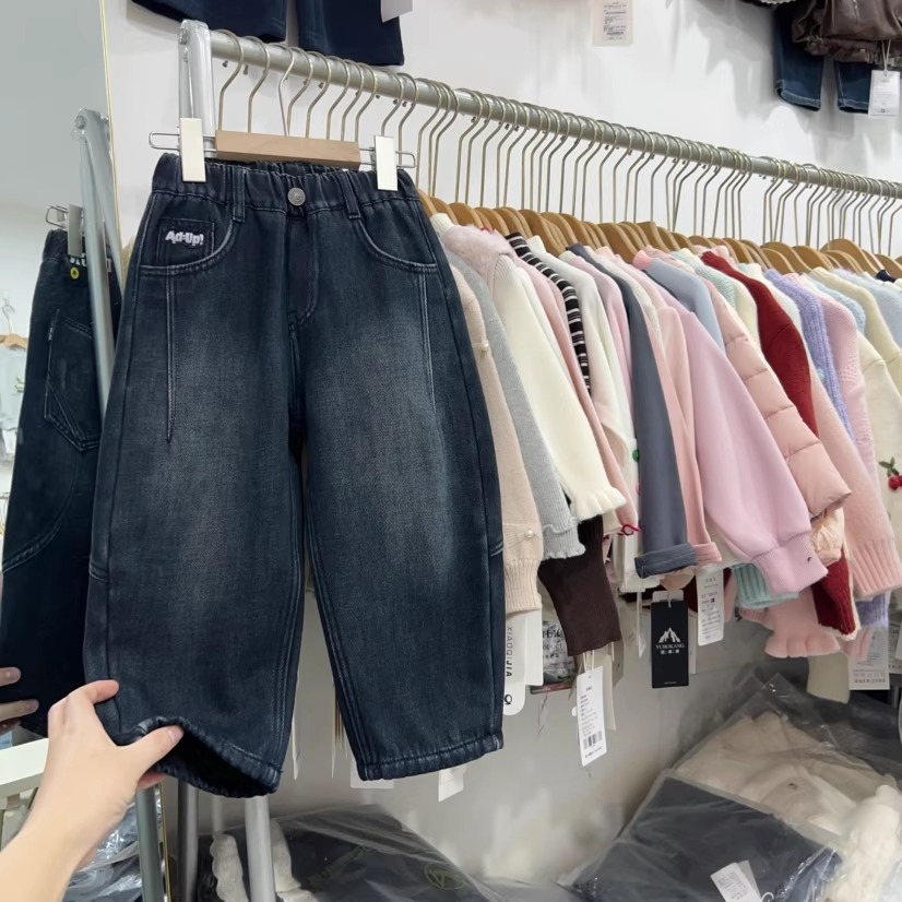 男童加绒牛仔裤冬季一体绒裤子潮