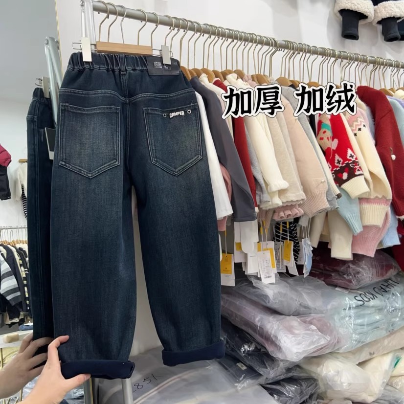 男童加绒牛仔裤冬季一体绒裤子潮