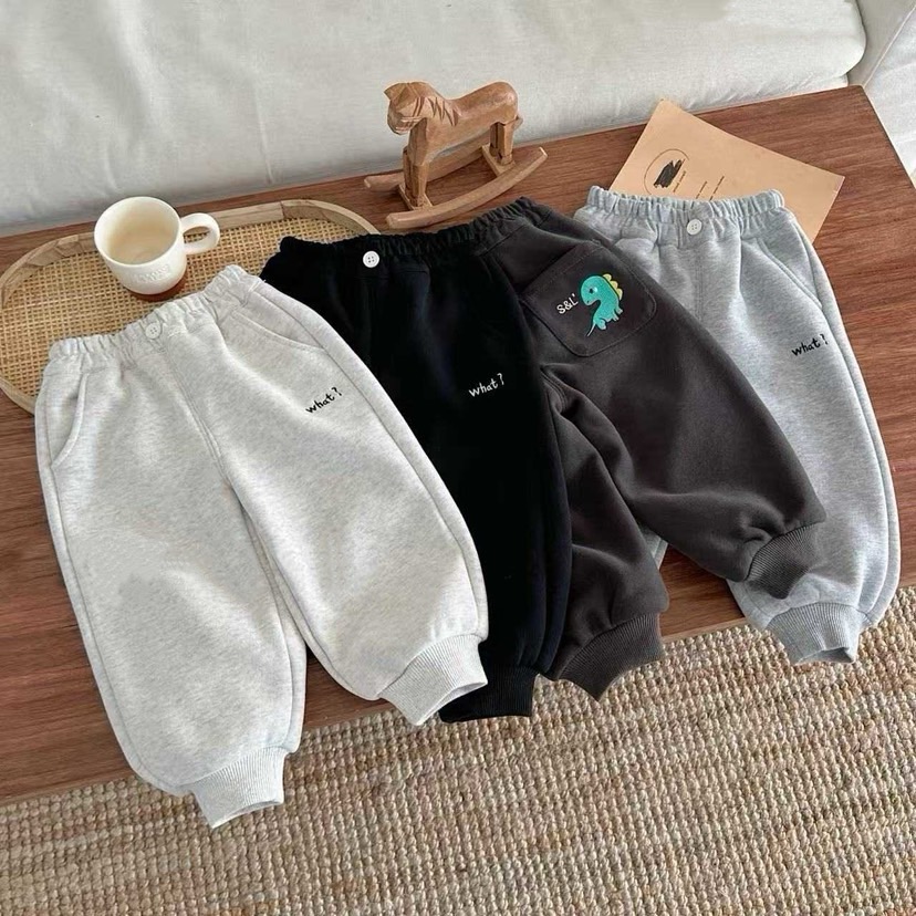 煜迷果男童加绒卫裤冬季一体绒裤