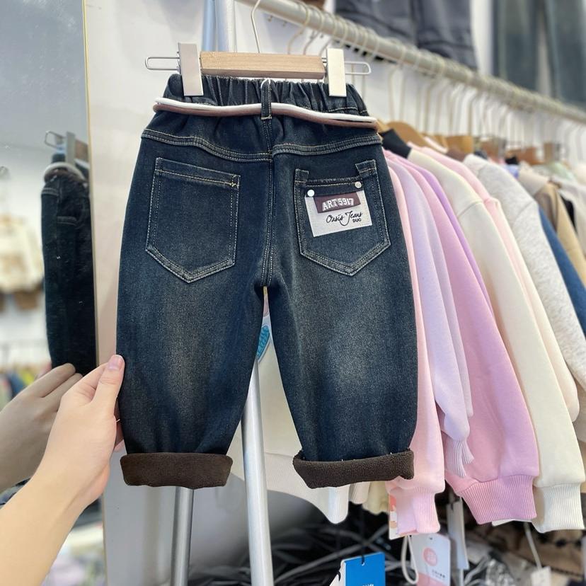 男童女童加绒牛仔裤冬季休闲裤