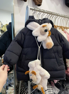 男童羽绒服冬抗寒保暖送围巾手套