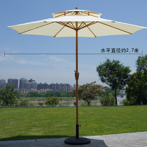 3米双顶转向遮阳伞沙滩伞广告伞印刷定制礼品阳台伞婚礼伞白色伞
