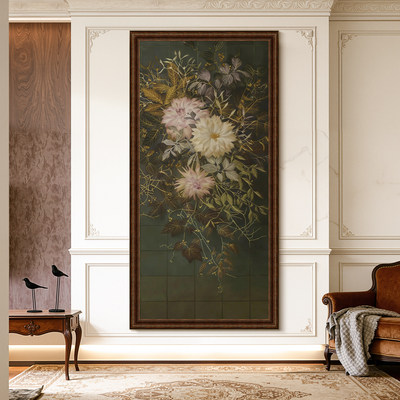 芳丛谧语法式纯手绘油画中古风客厅装饰画沙发背景墙玄关挂画
