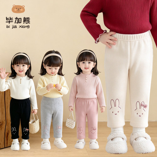 女童秋冬加绒加厚保暖打底裤