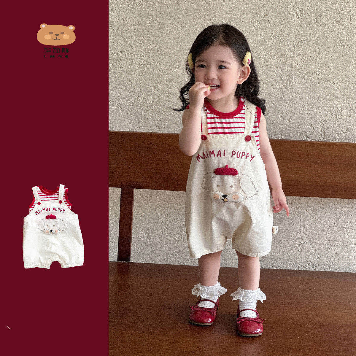 女宝宝夏季新款背带裤连体套装图片