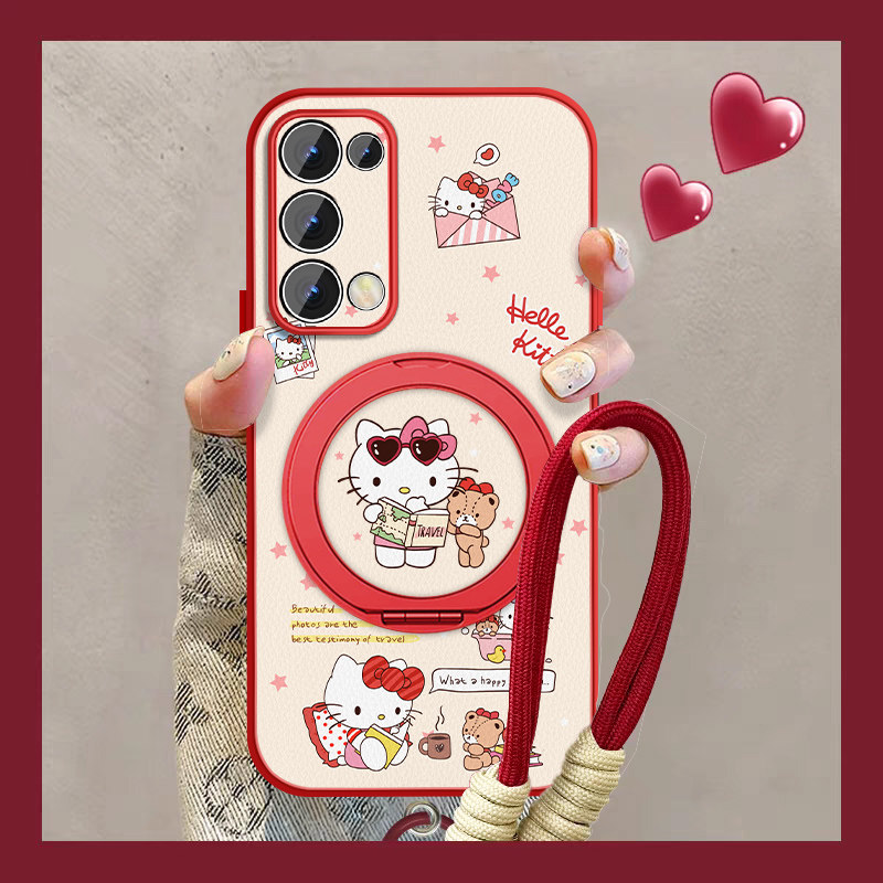 适用凯蒂猫咪opporeno5手机壳女可爱Reno5pro新款挂绳Rano5k支架0pp0小羊皮opop保护套全包防摔卡通外壳,3C数码配件,手机保护套/壳,淘宝优惠券,粉丝福利购,淘宝优惠卷