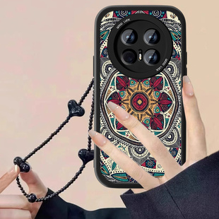 适用彩绘图腾适用华为Mate70Pro手机壳meta70新款70Pro+小羊皮mete保护套全包防摔男女mata十高级感外壳后