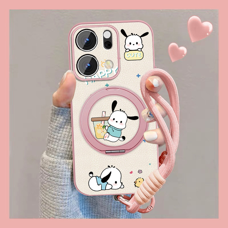 适用opporeno14手机壳女可爱Reno14pro新款奶茶小狗Rano14磁吸外壳0pp0小羊皮opop全包por防摔情侣保护套 - 实物图