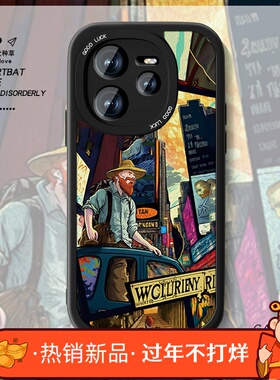 汽车梵高适用真我neo7手机壳新款男realmeGTneo6欧美小羊皮gt7pro油画oppo美式防摔NEO6SE创意por女套