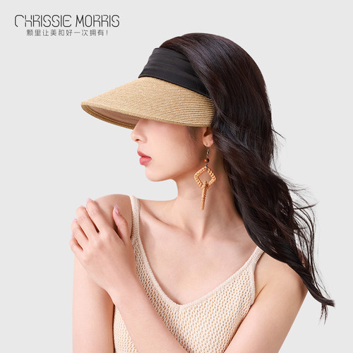 【达人推荐】CMS颗里 草编空顶防晒帽夏季遮阳草帽防紫外线 时尚
