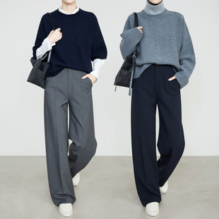 阔腿裤 裤 女2025秋藏青休闲裤 高智灰西装 9733 天丝直筒裤 夏莫卡窄版