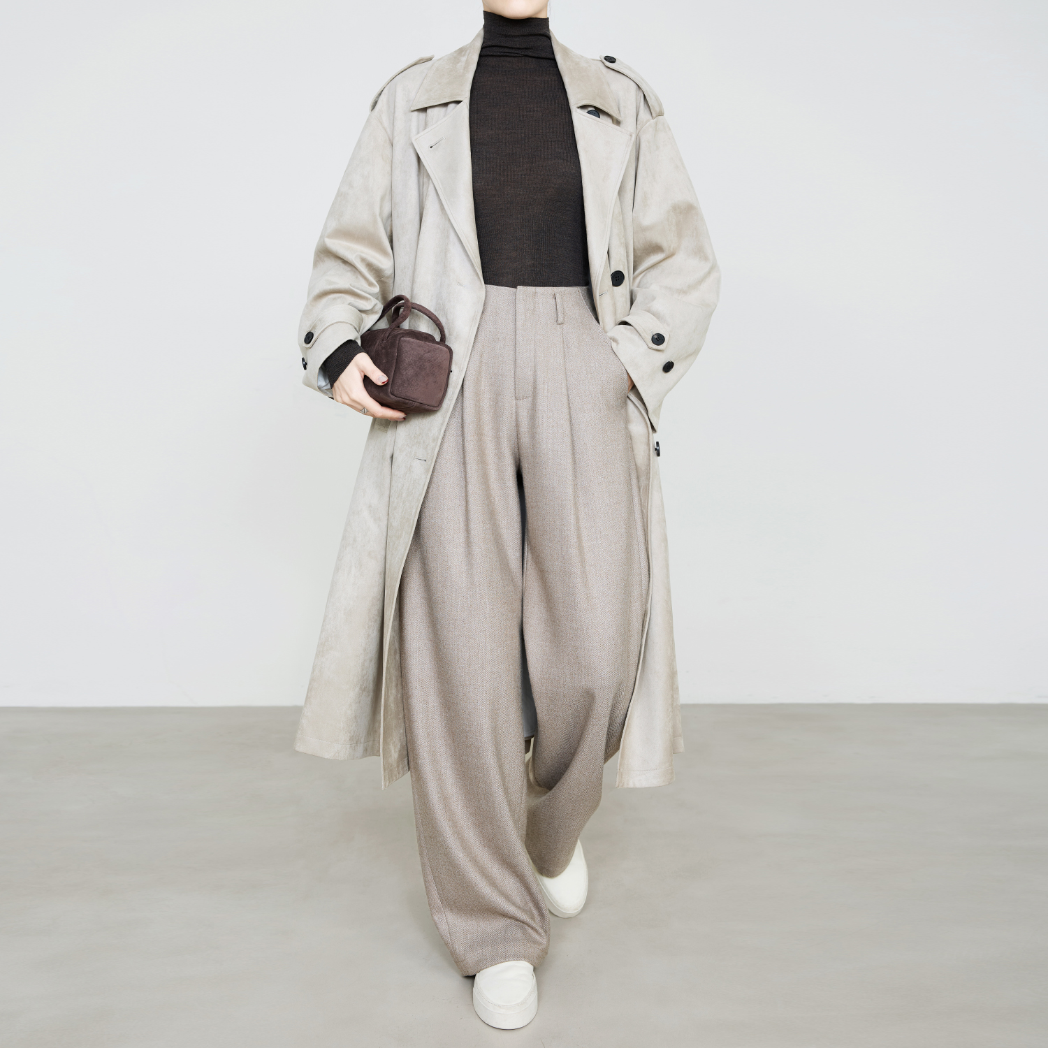 夏莫卡老钱风燕麦色直筒裤女2025羊毛西装裤显瘦天丝阔腿裤秋9735