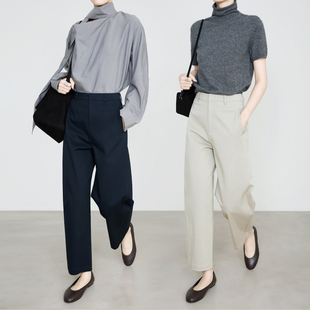 夏莫卡通勤九分裤女直筒裤2026春新休闲裤高腰微弧西装裤显瘦7916