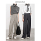 高腰阔腿裤 夏莫卡老钱风灰色西装 高级感弯刀裤 宽松垂感直筒裤 春 裤