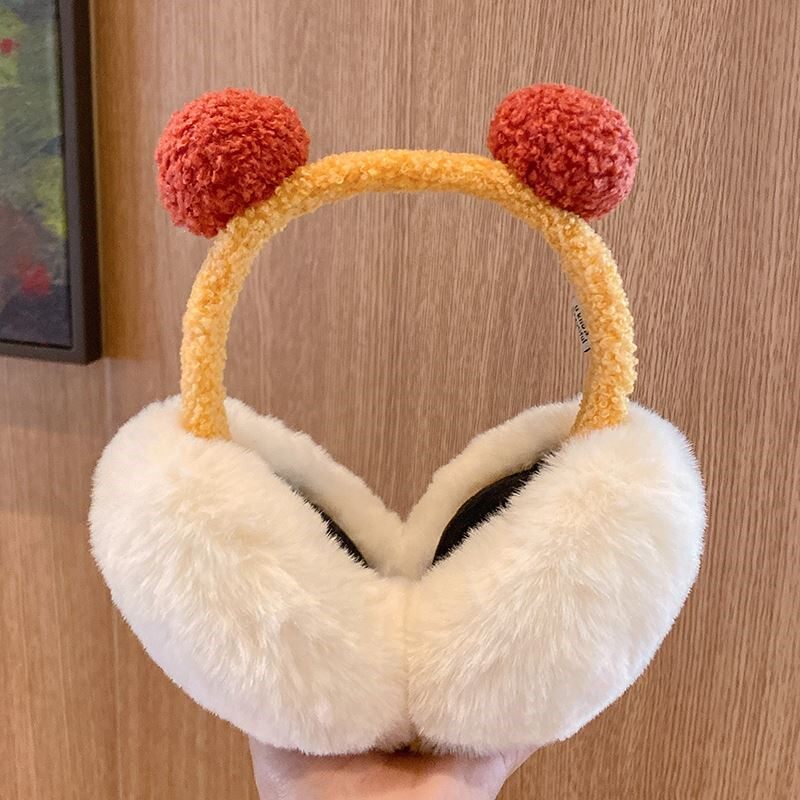 겨울 여성용 귀마개 한국어 버전 귀엽고 귀여운 곰 귀 대비되는 색상의 귀마개 학생 따뜻하고 차가운 귀마개 트렌디