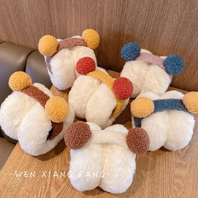 겨울 여성용 귀마개 한국어 버전 귀엽고 귀여운 곰 귀 대비되는 색상의 귀마개 학생 따뜻하고 차가운 귀마개 트렌디