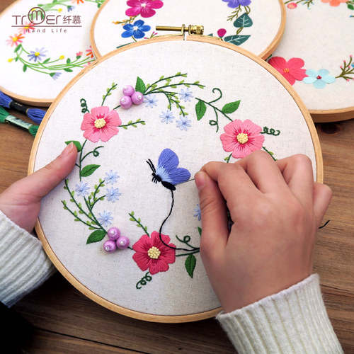 diy古风布艺欧式绣花材料包