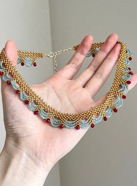 Vintage古着新中式国风复古choker颈链项链女款2025新蕾丝锁骨链