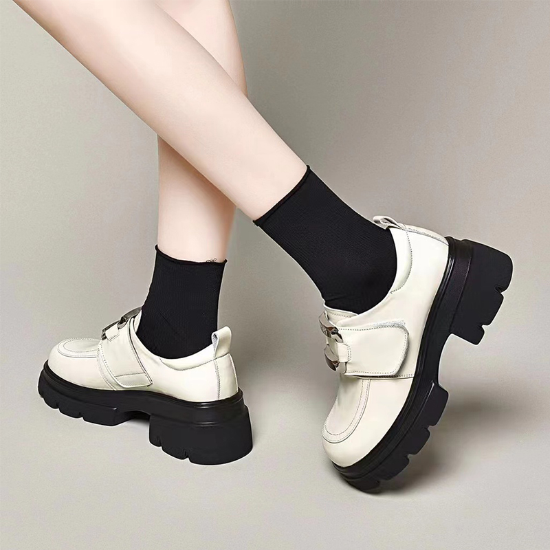 粗跟厚底乐福鞋休闲头层牛油皮