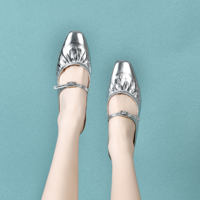 新款鞋子时尚百搭方头粗跟玛丽珍拖鞋单鞋春夏季真皮软底女士皮鞋,女鞋,玛丽珍鞋,淘宝优惠券,粉丝福利购,淘宝优惠卷