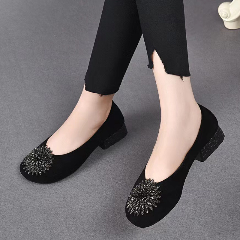 真皮单鞋真皮软皮磨砂羊绒圆头时尚女鞋子春秋百搭软底女士豆豆鞋,女鞋,浅口单鞋,淘宝优惠券,粉丝福利购,淘宝优惠卷