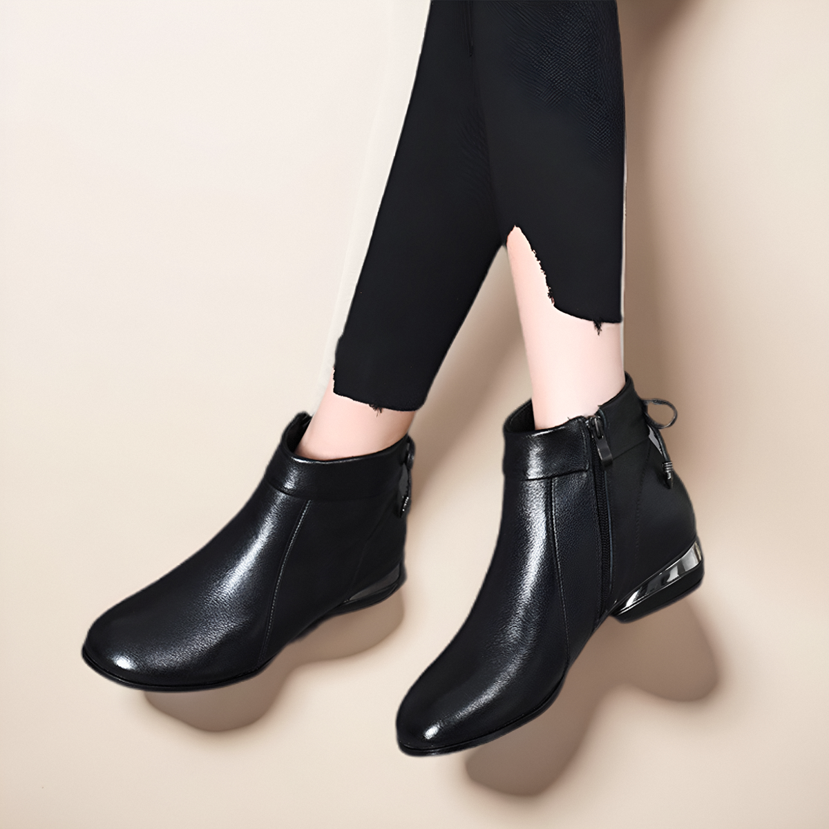 真皮短靴女鞋子单靴加绒保暖棉鞋加厚马丁靴秋冬季百搭女士靴子