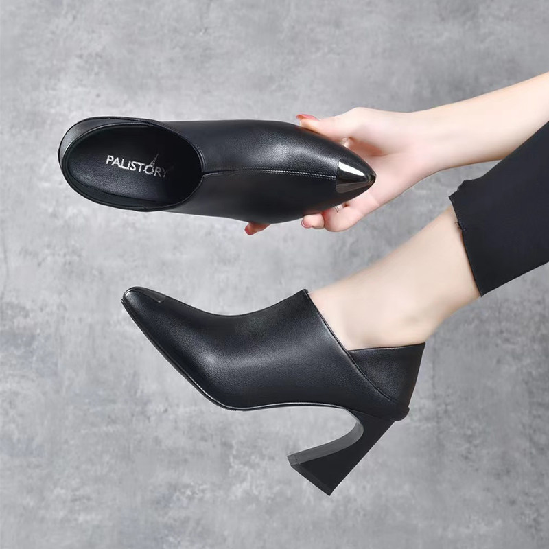 春季新款深口真皮粗跟单鞋女高跟鞋尖头防踢软皮女士皮鞋软底秋季,女鞋,深口单鞋,淘宝优惠券,粉丝福利购,淘宝优惠卷