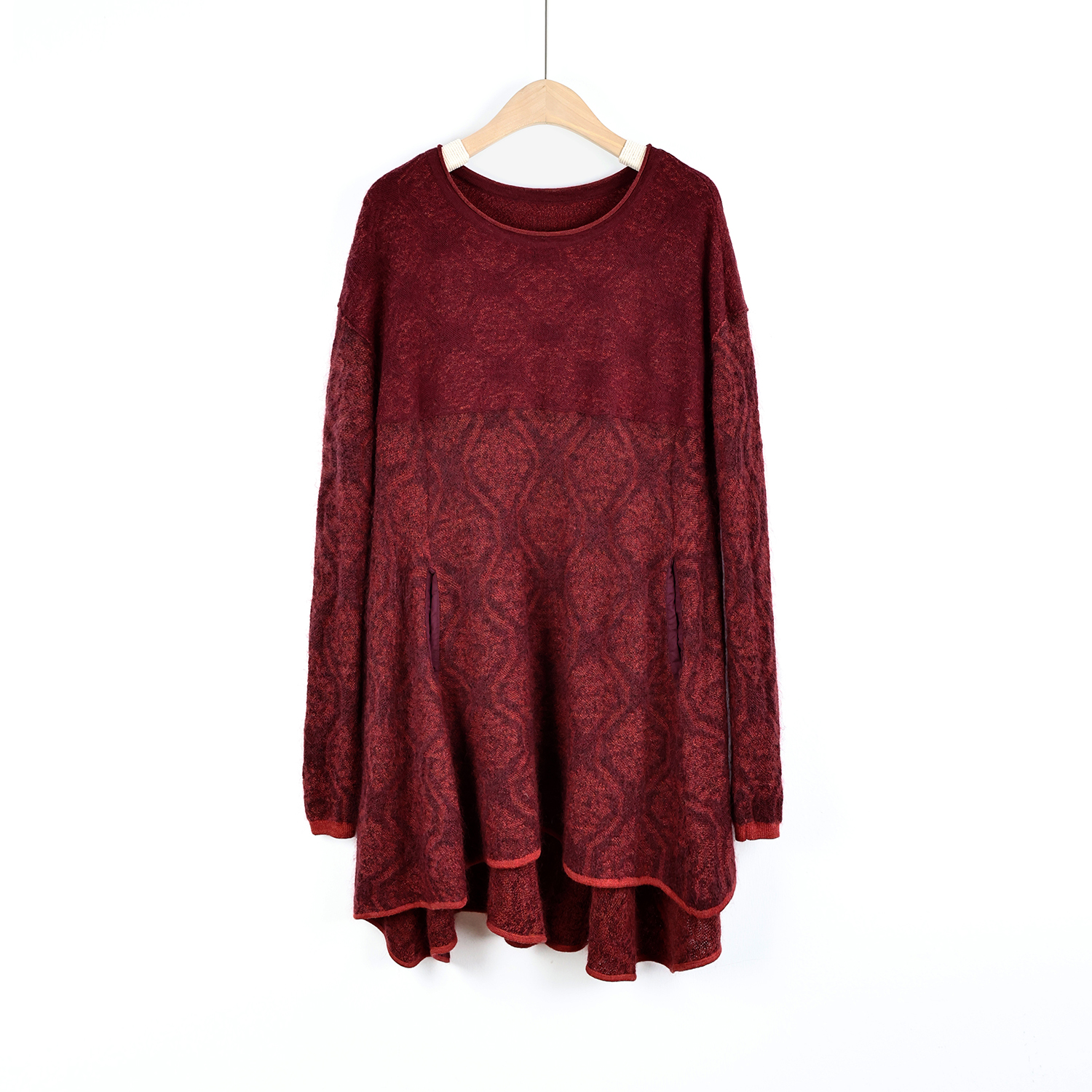 中长款羊毛针织拉毛毛衫