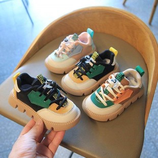 高颜值春秋款儿童鞋子小皮鞋女时尚简约拼接款男童鞋子中小童儿童