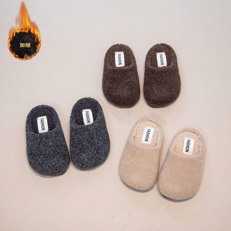 儿童时尚外穿平底懒人穆勒鞋韩版休闲毛毛拖鞋女童加绒包头半拖鞋