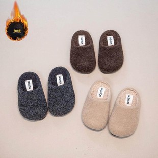 儿童时尚外穿平底懒人穆勒鞋韩版休闲毛毛拖鞋女童加绒包头半拖鞋