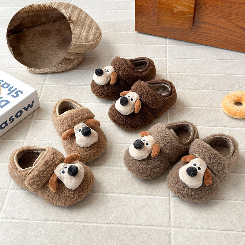 儿童韩版棉鞋2025冬季新款女童卡通小狗棉鞋男童软底防滑勃肯鞋潮