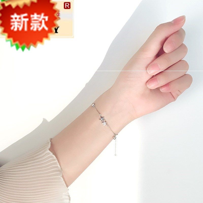 时尚新款JG手链女韩版925纯银简约百搭学生手饰森系闺蜜镶嵌施华