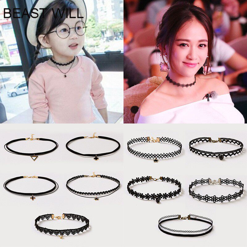 原宿项链百搭锁骨链女儿童饰品蕾丝短款学生时尚项圈颈带颈链套装在类目 饰品/流行首饰/时尚饰品新, 项链中 - 来自Buy2taobao.com提供专业的淘宝代购服务