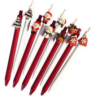 圣诞笔按动中性笔ins日系红笔老师专用笔学生用可爱超萌女生款高颜值按压碳素黑色水性签字笔蓝黑圣诞节文具