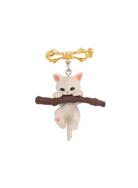 ins可爱日系树枝猫咪立体胸针