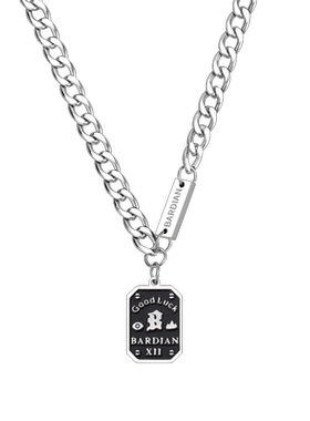 古巴钛钢项链好运铭牌字母毛衣链